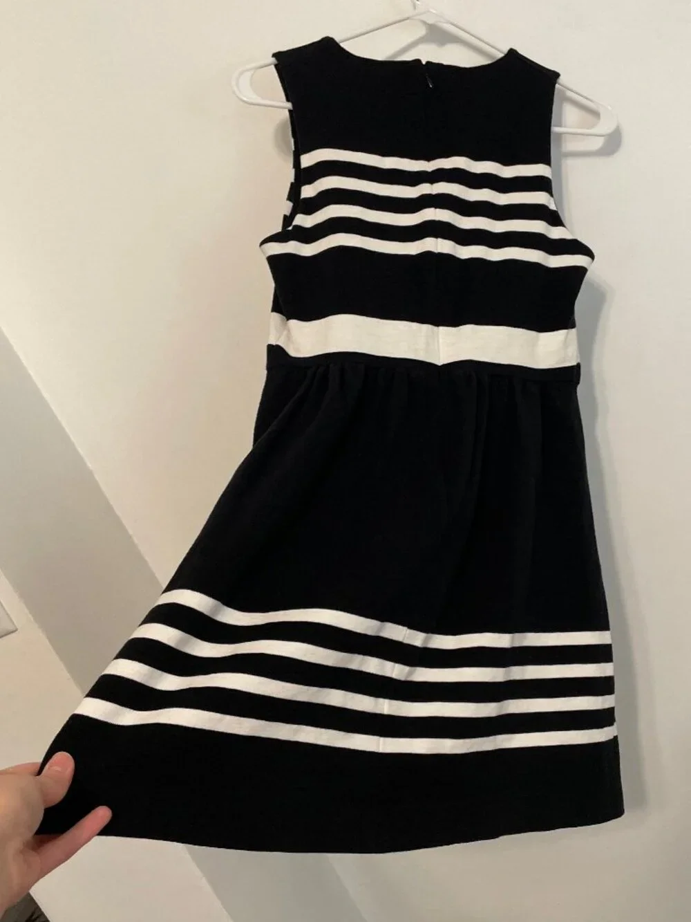 J. CREW Factory Striped Daybreak Dress Black White Sleeveless Mini Fit & Flare